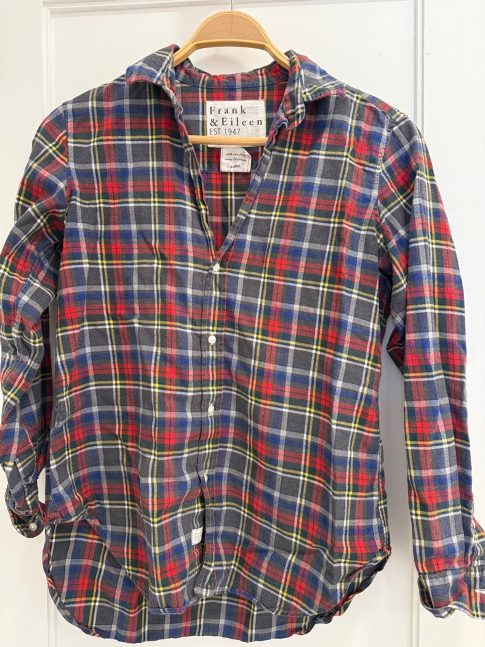 Frank & Eileen Men's Red and Navy Plaid Button-Down Shirt